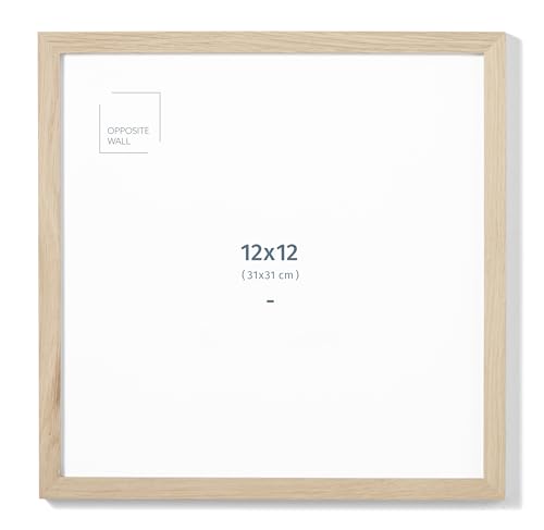 Opposite Wall - 12x12 in - Natural Solid Oak Wood Picture Frame - Lightweight, Versatile & Shatterproof - Wall Hanging Poster or Photo Frame - Wall Decor for Office, Gallery & Home