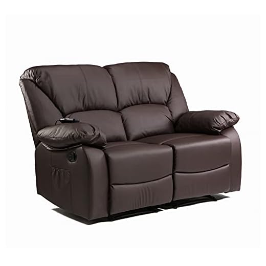 ECODE Sofa Canapé Dos Plazas Reclinable con Masaje por Ondulación Vibrante, Calor Lumbar, Polipiel, Modelo 2023 (marrón)