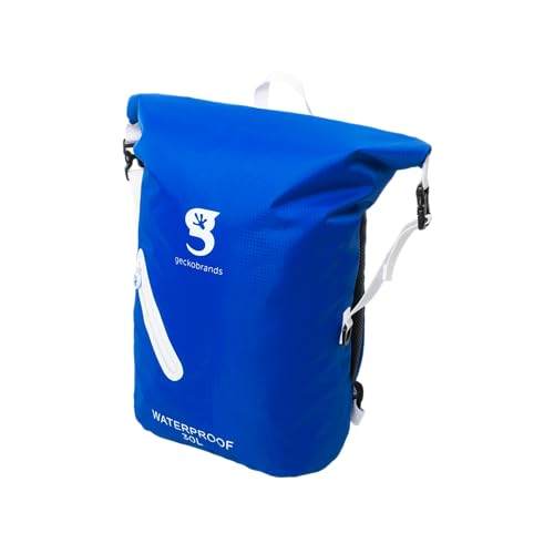 Image of geckobrands Lightweight 30L Waterproof Backpack - Lightweight Watertight Outdoor Bag Hiking Traveling Light Water Activities