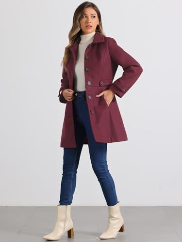 Image of Allegra K Women's Winter Classic Overcoat with Pockets Single Breasted Coat