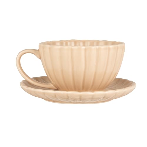Mug de cerámica de 10 onzas con plato, crema miniatura 6