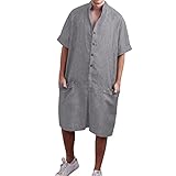 Mens Rompers Jumpsuits Onesie Loose Fit Cotton Linen Button Down Short Sleeve Coverall Tracksuits Comfy Playsuit Shorts Gray