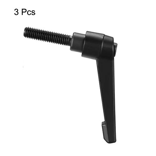Image of uxcell M8 x 32mm Handle Adjustable Clamping Lever Thread Push Button Ratchet Male Threaded Stud Knobs Quick Release Screw Handles Bolts with Locking Lever Black 3pcs