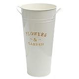 BAIYAN Macetas Grandes, Jarrón de Cubo francés Metal galvanizado Vintage Florero Florero sembrador Jase Rústico Piso Mesa de Boda Center Pieza domiciliaria Decoración del hogar 35 cm (Size : 35X20cm)