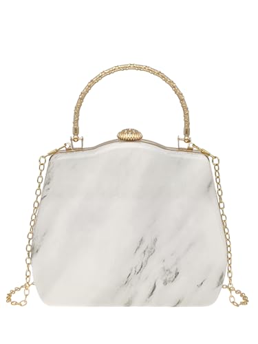 Women's Marble Pattern Clutch Purses PU Leather Fashion Handbag Evening Elegant Crossbody Bag With Strap