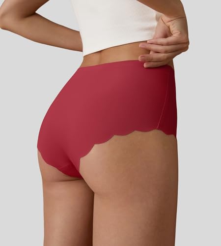 Image of SHARICCA Seamless High Waisted Underwear for Women Cheeky Underwear Wave Edge No Show Bikini Panties Ribbed Panties Pack