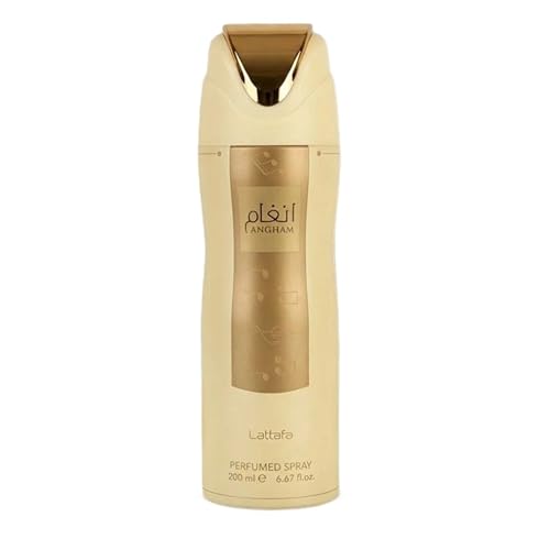 Lattafa Angham Deodorant Body Spray 200ml for Women - Long Lasting Deodorant Spray with Mandarin, Ginger, Pink Pepper, Praline, Lavender, Cacao, Vanilla & Musk