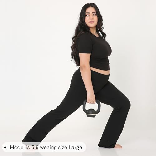 Image of Terractive Cuddle Flares for Women | TerraSoft Ultra Soft, Super Stretchy & Sweat-Wicking Flare Pants | High-Waist Tummy Tuck Workout & Lounge Pants
