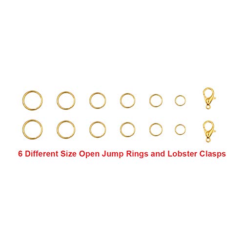 EuTengHao 1504Pcs Gold Open Jump Ring and Lobster Clasps Kit With Pliers Tweezers for Necklace Making Repair Supplies (Gold)