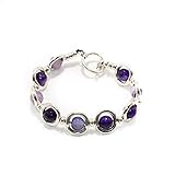 Bañada en plata Pulsera de piedra amatista engarzadas en base de zamak bañada en plata. Pulsera mujer Pulsera regalo. Estilo uno de 50 (Amatista (morado))