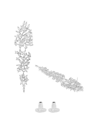 Yellow Chimes Danglers Earrings for Women Sparkling White Cubic Zircon Silver Plated Dangler Earrings for Women and Girls