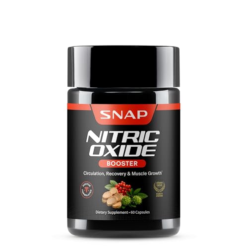 Snap Supplements Nitric Oxide Supplement with L-Arginine to Support Energy, Quick Recovery, Heart Health, Muscle Growth & Circulation, 60 Vegetarian Capsules (1 Month Supply)