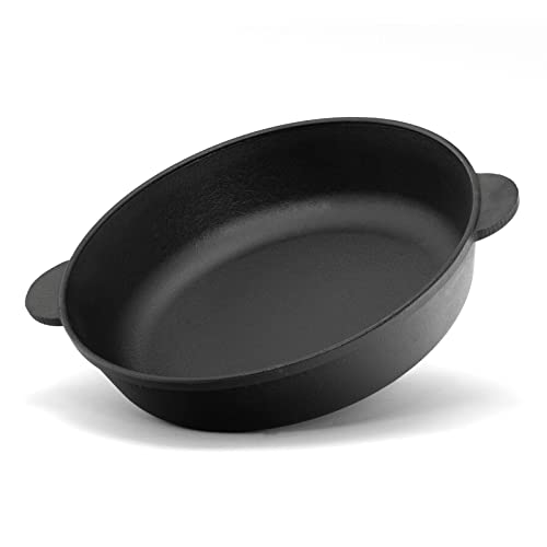 4BIG.fun Gusseisenpfanne 30 cm Bräter Cocotte Schmortopf aus Gusseisen zwei Griffe Servierpfanne Induktion Bratpfanne, Schmorpfanne für Gasgrill, Backofen, Feuerstelle, alle Herdarten