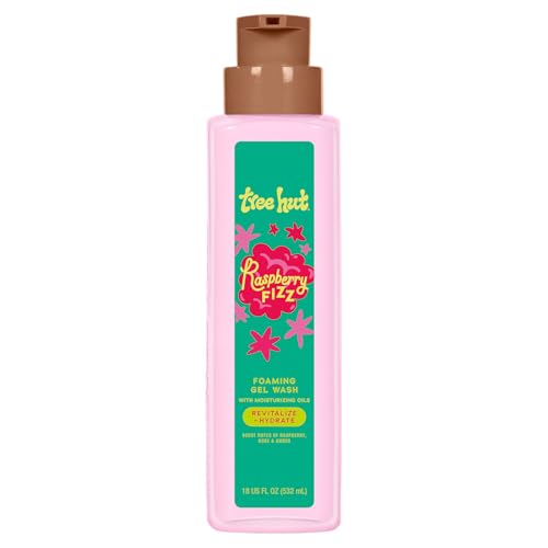 Tree Hut Raspberry Fizz Body Wash Hydrating & Moisturizing Shower Gel with Shea Butter & Essential Oils Soft Smooth Glowing Skin Gentle Cleanser Self Care Gifts for Women Pump Bottle 18 Fl Oz