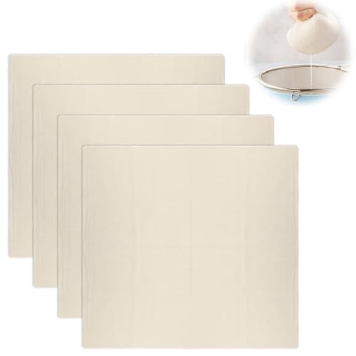 Aihoom 4 pcs Tela Filtrante 60x60cm Reutilizable para Hacer Queso, Colador de Algodón, Gasa para Leche, Yogur, Vino, Café Frío, Té, Malla Fina para Alimentos, Filtro de Cocina