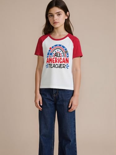 Girls 4th of July Shirt Star Cat, Rainbow and 1776 Map Tees Toddler American Flag Independence Patriotic Kids T-Shirt2