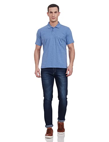 Image of Monte Carlo Mens S.Blue Plain Collar T-Shirt |22203401-167