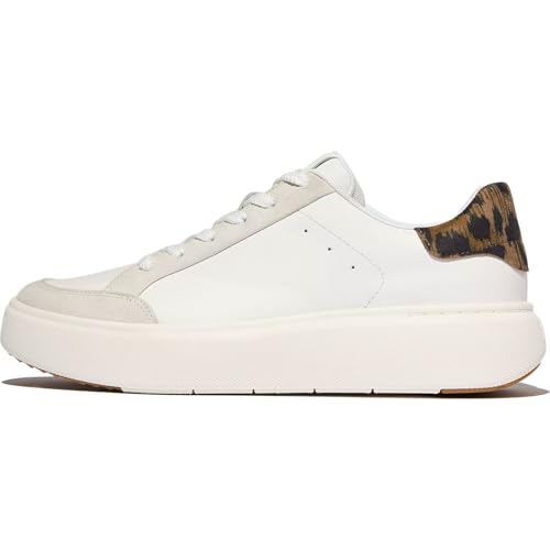 Baskets décontractées pour femme Fitflop RTG en cuir blanc et chocolat