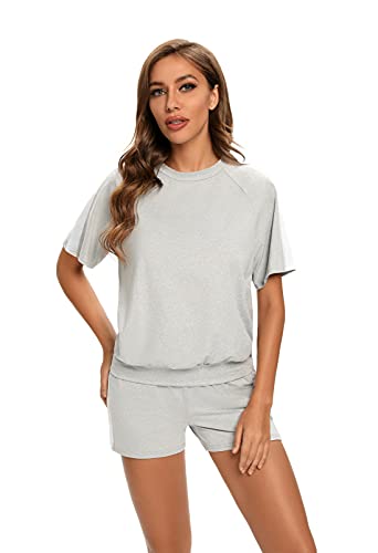 Ietaoo Conjunto de pijama para mujer, conjunto de pijama suave de manga corta y parte inferior de verano, pijama de verano Cover