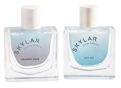 Coconut Cove and Salt Air Eau de Perfume Layering 2 Pack- Hypoallergenic & Clean Perfume for Women & Men, Vegan & Safe for Sensitive Skin- (50mL /1.7 Fl oz)