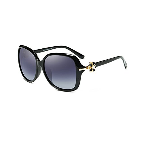 TangMengYun Gafas de Sol polarizadas Fashion Rose Large Frame Sunglasses Gafas de Sol para Mujer Protección UV (Color : Black)
