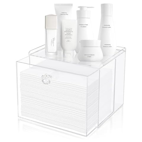Flymer Disposable Face Towel Holder, Clean Facial Towel Storage Box, Acrylic Clean Skin Club Face Towels Holder Compatible with Clean Skin Club Clean Towel XL Cover