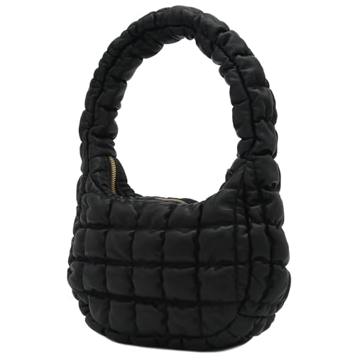 FashionPuzzle Lightweight Quilted Soft PU Leather Crescent Puffer Hobo Shoulder Bag4