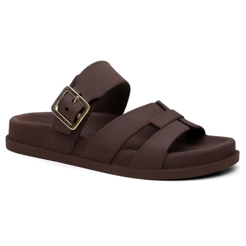 Sandália Feminina Papete Casual Antiderrapante Ajuste Lateral Super Leve e Macia - Café/36