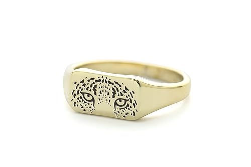 Bijoux animaux bague signet or yeux du tigre gravée pour homme moderne