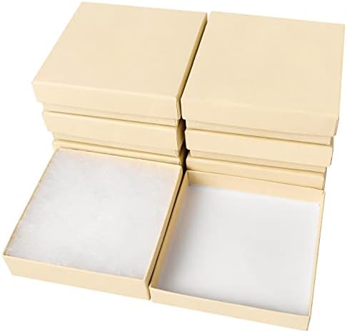 batifine Jewelry Gift Boxes Cardboard Small Necklace Earring Gift Box for Women Girls Ring Bracelet Box with Cotton Filled and Lids,3.5x3.5x1 inch 40 Pack (Brown)