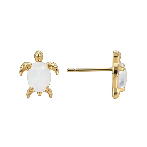 Turquoise Stud Earrings 18K Gold Plated 925 Sterling Silver Post Hypoallergenic Triangle Gold Turquoise Stud Earrings for Women