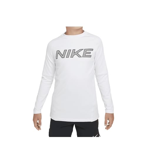 Nike Pro Warm Big Kids' (Boys') Dri-FIT Long-Sleeve Training Top (White/Black, HF4362-100)