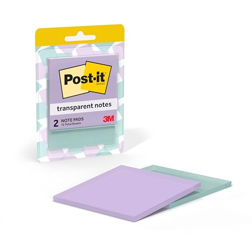 Post-it Transparent Notes, 2.8 x 2.8 in, Pastels, 2 Pads - image 1
