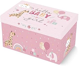 Costume and Party Store Baby Boy Girl Flat Pack Gift Box with Lid Perfect for Baby Shower, Keepsake, New Born Present (Blue Baby Boy)