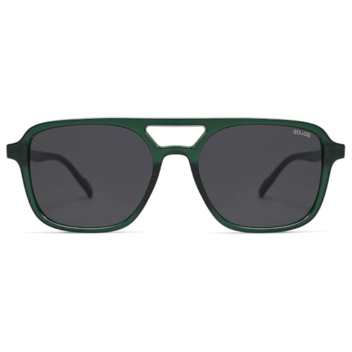 Image of SOJOS Retro Aviator Sunglasses for Women Men,Trendy Rectangle Womens Mens Shades Sun Glasses SJ2202