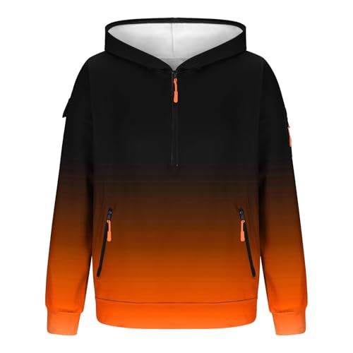 Oversized Hoodies for Men Long Sleeve Gradient Zipper Cargo Sweatshirts with Pockets Fall Casual Hood Pullover3