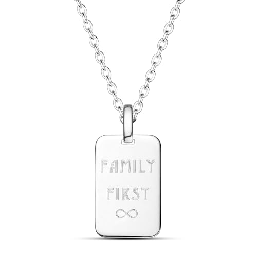 Collier gravé homme médaille rectangulaire argent idée cadeau Noël