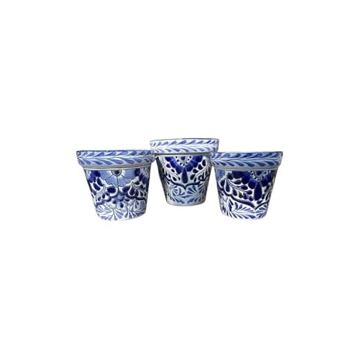 Set of 3 Hand-Painted Talavera Plant Pots