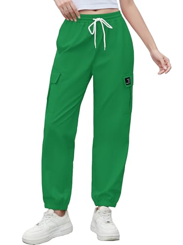 Image of Cromoncent Girls&Womens Cargo Pants Elastic Waist Lightweight Outdoor Jogger Pants, 6 Years - XX-Large