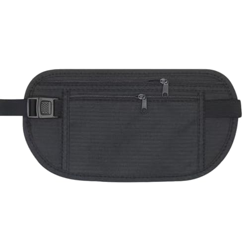NeferHurriya セキュリティポーチ 薄型 シークレットポーチ ウエストポーチ トラベルポーチ 海外旅行 スリ防止 パスポート 貴重品 防犯 (ブラック)