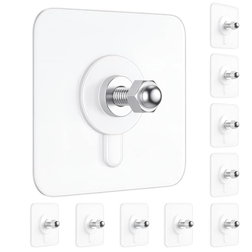 Image of 10 Pcs Self Adhesive Screw Hooks for Hanging | Heavy Duty Adhesive Wall Hooks | Sticker Screw Wall Hook Without Drilling, Nail Free Wall Hooks for Clothes Towels & Home (Screw Hook pack of 10)