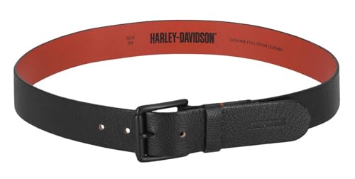 Harley-Davidson Men's Roller Buckle H-D Logo Genuine Leather Belt - Matte Black3
