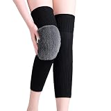 LUNCHS Kaschmir-Beinwärmer, winterwarm gestrickt über kniehoher Beinwärmer, warme Thermo-Knie-Kompressionsmanschette für Männer und Frauen (Black,XXL)