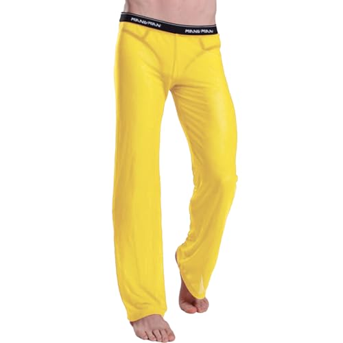 Mens Mesh Pants See Through Pajama Bottoms Sexy Sheer Sleeping Trousers