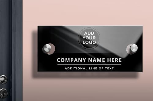 Targa Porta Aziendale In Acrilico Personalizzabile - Finitura Satinata Grigio Scuro, Con Fessura Per Logo