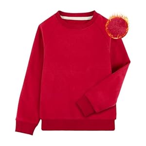 BIG ELEPHANT Boys Crewneck Sweatshirt Youth Fleece Sweatshirts Long Sleeve Basic Pullover Soft Warm Thin Fleece for Kids