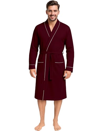 NY Threads Mens Knit Robe Lightweight Summer Cotton Blend Bathrobe