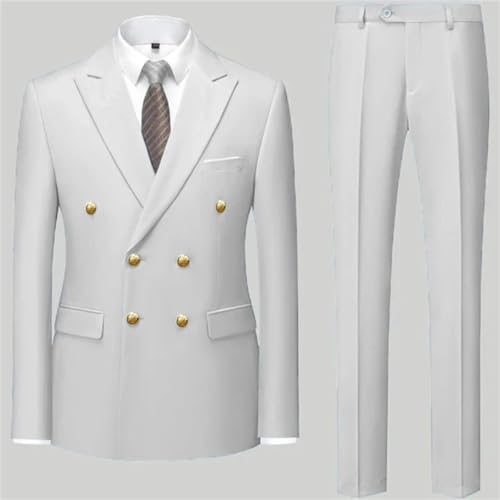 Fashion Men's Casual Double Breasted Suit Set Man's Business Slim Fit Formal Suit 2 Pcs Set2