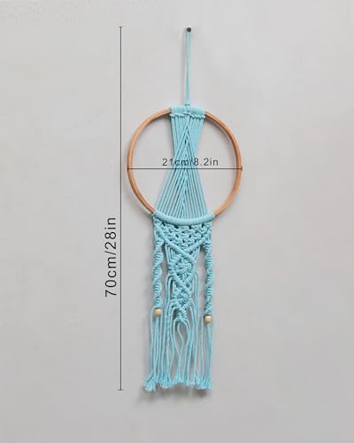 Image of Homesake Macrame Dream Catchers for Bedroom Adult Dream Catcher Wall Decor Large Boho Wall Hanging Wood Beads Tassels Home Decoration Ornament Craft Gift, Set of 2 (Turquoise)