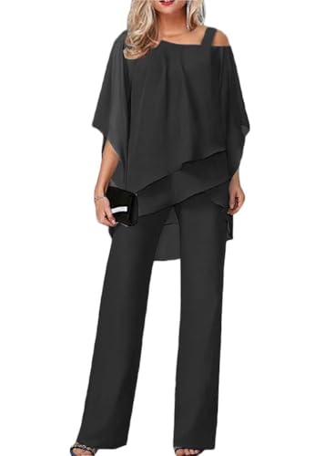 Traje de pantalón elegante mujer conjunto de fiesta dos piezas blusa gasa y tul cóctel